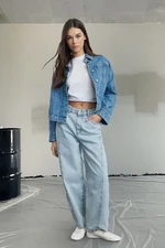 Trendyol Blue Stitch Detailed High Waist Barrel Baggy Jeans