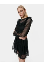 Koton Mini Lace Dress Frilly Crew Neck Belt Detailed