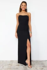 Trendyol Black Body-fitting Woven Long Evening Evening Dress