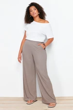 Trendyol Curve Brown Wide Cut Knitted Trousers