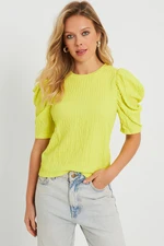 Cool & Sexy Women's Crepe Blouse Neon Yellow