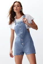 Trendyol Blue Short Denim Jumpsuit