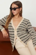 Trendyol Stone Soft Texture Boucle Knit Cardigan