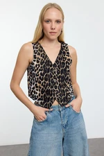 Trendyol Multicolored Fitted Leopard Patterned Fitted Crop Woven Vest