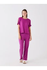 LC Waikiki Crew Neck Plain Short Sleeve Women's Pajama Set