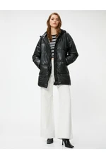 Koton Down Jacket Hooded Pocket Midi Length