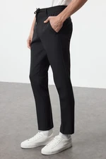 Trendyol Black Slim Fit Waist Tie Detail Elastic Fabric Woven Trousers