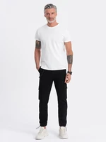 Ombre Men's pants with cargo pockets and leg hem - black