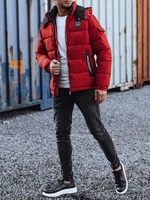 Men's winter quilted jacket with hood burgundy Dstreet