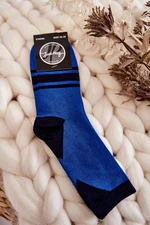 Women's two-tone socks with stripes Blue black