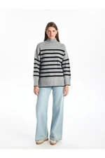 LC Waikiki Vision Half Turtleneck Striped Long Sleeve Oversize Women's Knitwear Sweater