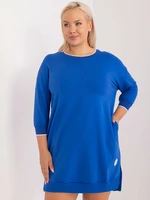 Cobalt blue plus size mini dress with cuffs