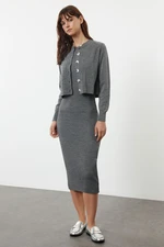 Trendyol Anthracite Midi Knitwear Basic Cardigan Dress