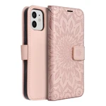 Flipové pouzdro MEZZO Book case pro Apple iPhone 12/12 Pro, mandala rose gold