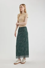 DEFACTO Cool Tie-dye Patterned Tulle Elastic Waist Maxi Skirt