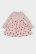 DEFACTO Baby Girl Floral Long Sleeve Ribbed Camisole Dress