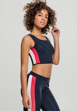 Women's top with side stripe with zipper in navy blue/fiery red/white