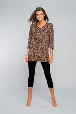 Panther pyjamas 3/4 sleeve, 3/4 legs - beige/black print