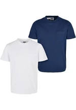 Basic T-shirt for boys made of organic cotton, 2 pack, white/navy blue