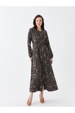 LC Waikiki Magnificent Collar Patterned Long Sleeve Women's Shirt Dress