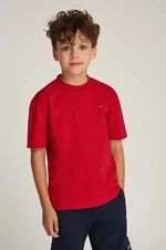 Dětské bavlněné tričko Tommy Hilfiger červená barva, KB0KB09601