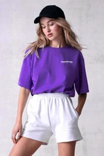 Madmext Mad Girl Purple Printed T-Shirt