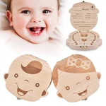 1Pc Baby Tooth Box Wooden Milk Teeth Organizer Storage Boys Girls Save Souvenir Case Gift Creative Baby Tooth Organizer for Kids