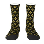 Yellow Freemason Gold Square Compass Sock Socks Men Women Polyester Stockings Customizable Sweetshirt