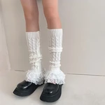 Lolita Lace Knitted Leg Warmers Y2k Multi-layer Twisted Striped Leg Socks Leg Cover Pile Socks Japanese Jk Accessories Sock