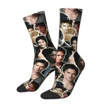 Winter Warm Cool Men's Women's Ian Somerhalder Collage Damon Socks Non-slip Skateboard Socks