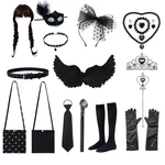 Wednesday Addams Accessories Headbands Girls Carnival Gloves Wand Crown Jewelry Set Kids Princess Cosplay Gifts Halloween