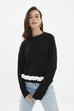 Trendyol Black Lace Detailed Knitwear Sweater