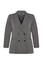 Trendyol Curve Double-breasted Gray Double Breasted Blazer with Closure