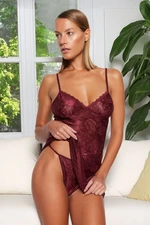 Trendyol Burgundy Lace Punčocháče Babydoll