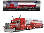 Peterbilt 389 with 70" Mid-Roof Sleeper Cab and Mississippi LP Tanker Trailer Red and White "Hausmann Transport" "Big Rigs" Series 1/64 Diecast Model