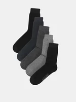 Set of five pairs of men's socks in black, navy blue and gray Jack & Jones Jens