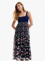 Women's Navy Blue Floral Maxi Dress Desigual Vancouver - Women