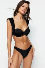 Trendyol Black V-Cut Normal Leg Bikini Bottom