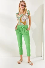 Olalook Women's Pistachio Pants with Pockets and Accessory Belt