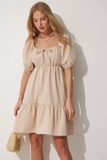 Happiness İstanbul Pleated Collar Flare Poplin Dress