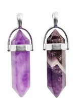 Natural hexagonal prism amethyst beads for necklace making one pcs random shipment