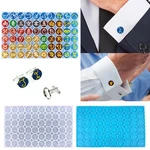 Q0KE Cufflinks Cuff Button Silicone Mold Tray Constellation Round Symbol Hanging Pendant Ornament Epoxy Resin Casting Mould DIY