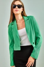 Bianco Lucci Women's Buttoned Laminated Linen Jacket