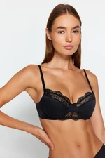 Trendyol Black Polyamide Lace Detailed Covered Bra