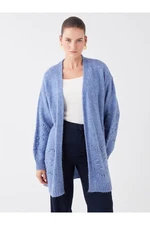 LC Waikiki Women's Knitwear Cardigan with Shawl Collar Openwork Long Sleeves