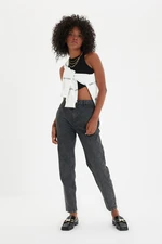 Trendyol Anthracite Pocket Detailed High Waist Mom Jeans