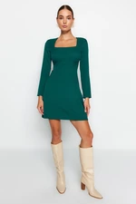 Trendyol Emerald Green Square Neck Mini Woven Woven Dress