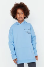 Trendyol Light Blue Great Wave Licensed Printed Boy Knitted Thick Sweatshirt