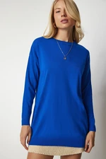 Happiness İstanbul Women's Blue Crew Neck Basic Sweater