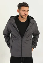 D1fference Men's Anthracite Inner Lined Water And Windproof Hooded Sports Raincoat With Pocket.